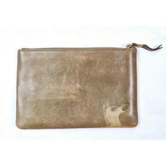MADEWELL cow‎ leather travel case pouch clutch 9"x 6" Brown - Picture 2 of 5